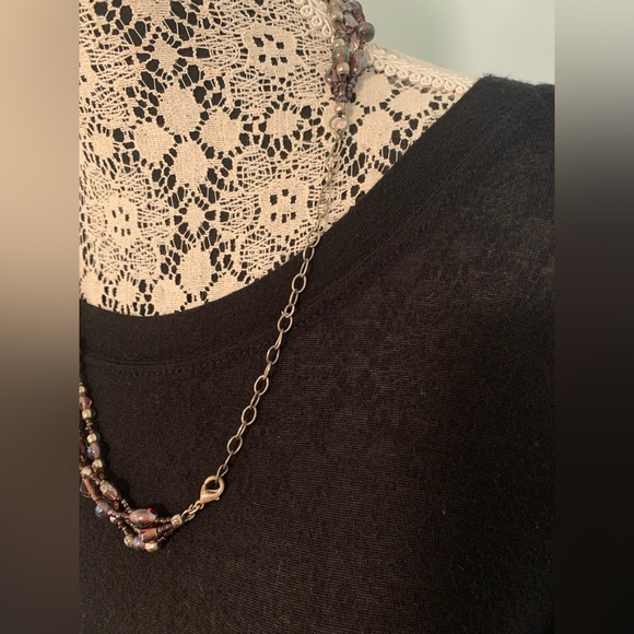 Purple beaded necklace with embossed aluminum accent - Picture 5 of 9